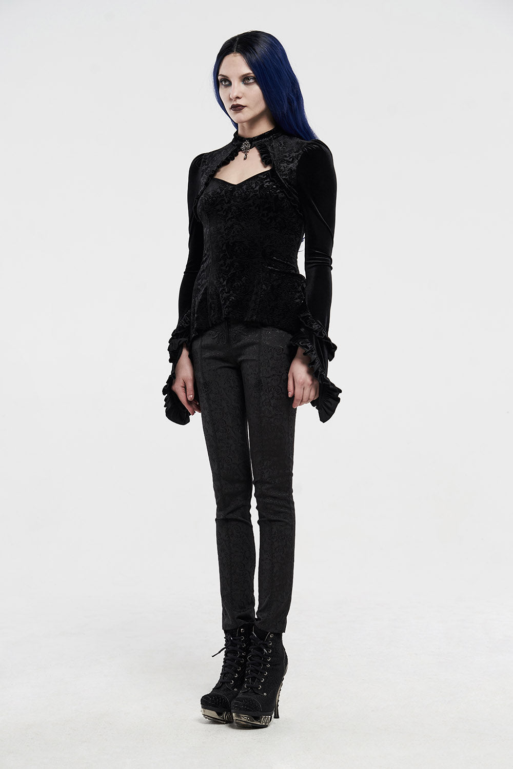 ruffled gothic long sleeve blouse