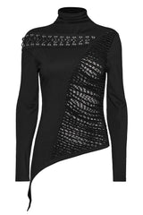 trad gothic high neck collar long sleeve shirt by punk rave
