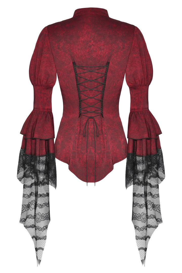 lace sleeve back corset gothic valentine's day top 