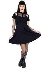black harness rave dress with fishnet detail
