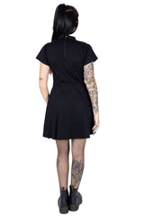 womens black fishnet skater skirt dress
