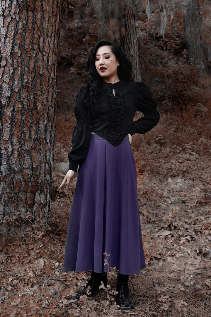 purple midi length skirt by lively ghosts 