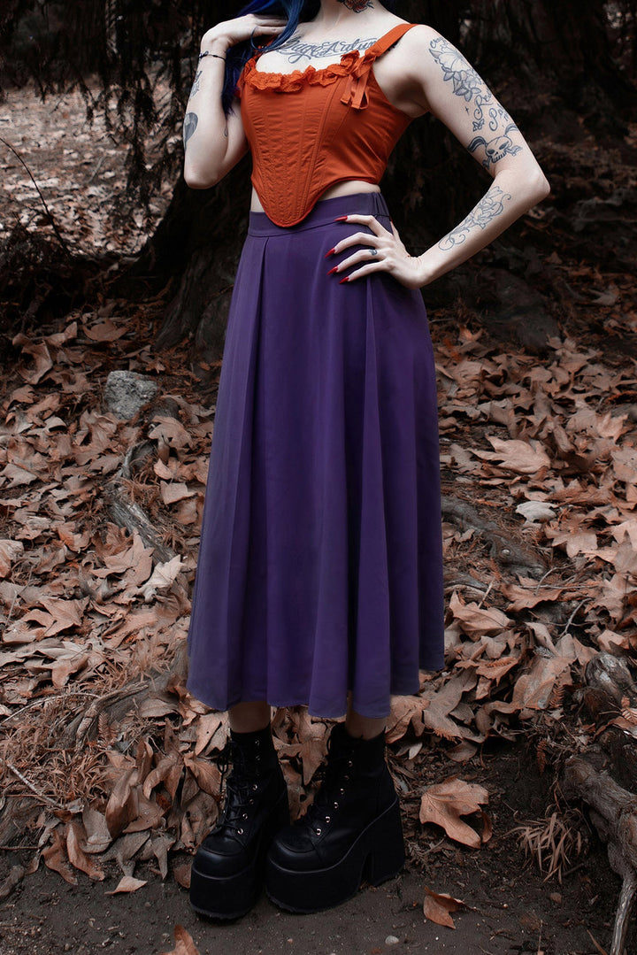 gothic purple midi length skirt