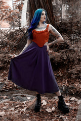 occult witchy high-waisted flowing purple midi length skirt