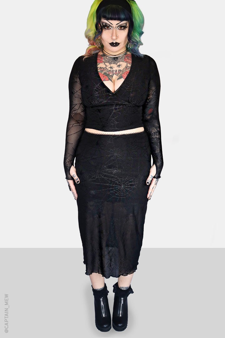 womens mesh gothic mini length skirt