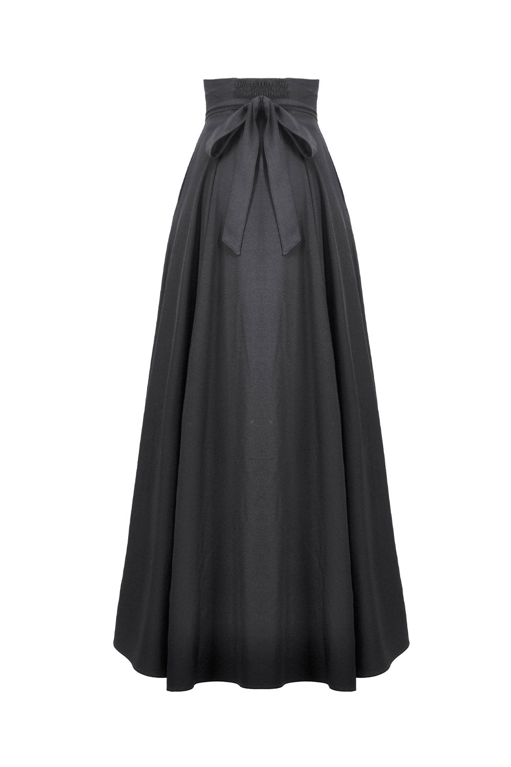 Gothic black pleated maxi skirt with tie waist for women from Dark In Love