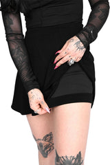 Black mini tennis skirt with shorts for women