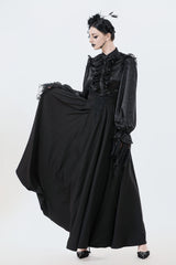 Gothic womens pleated maxi skirt