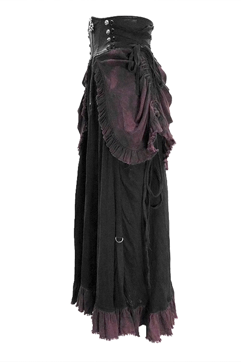 Ruffled skirt with zipper front and button details