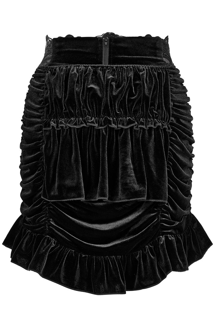 bustle velvet mini skirt