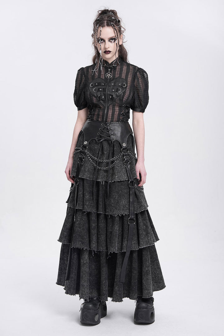 Swashbuckle Layered Lace-Up Skirt