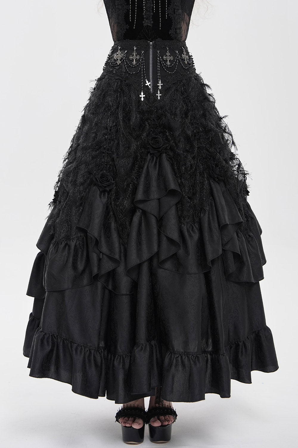 womens ruffled long gothic skirt