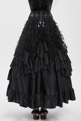 womens ruffled long gothic skirt