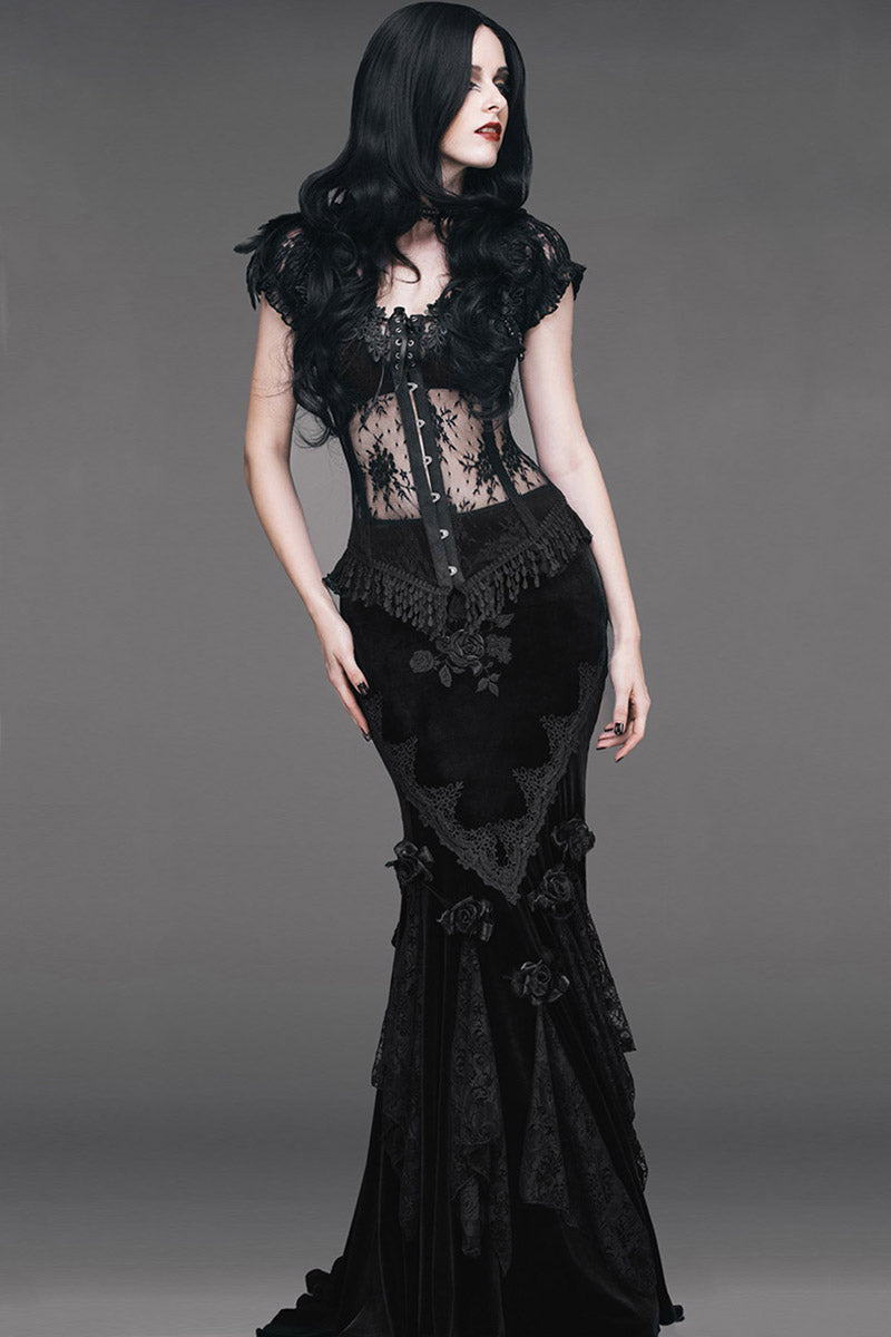 vintage gothic velvet skirt for women