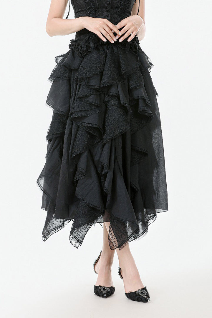 whimsigoth black layered skirt