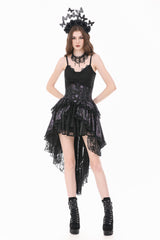 Layered asymmetrical purple black lace skirt