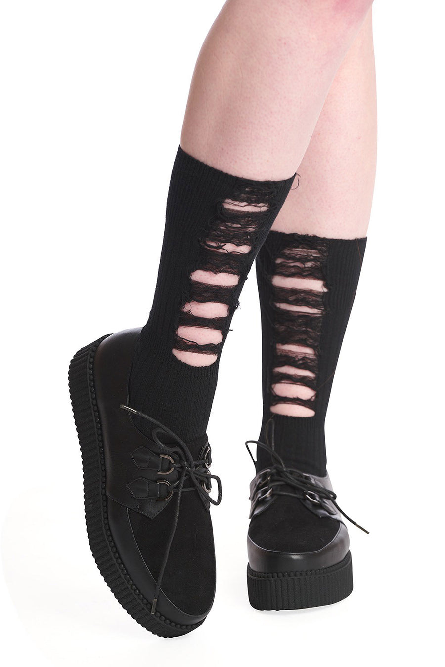 black gothic ribbon bow socks