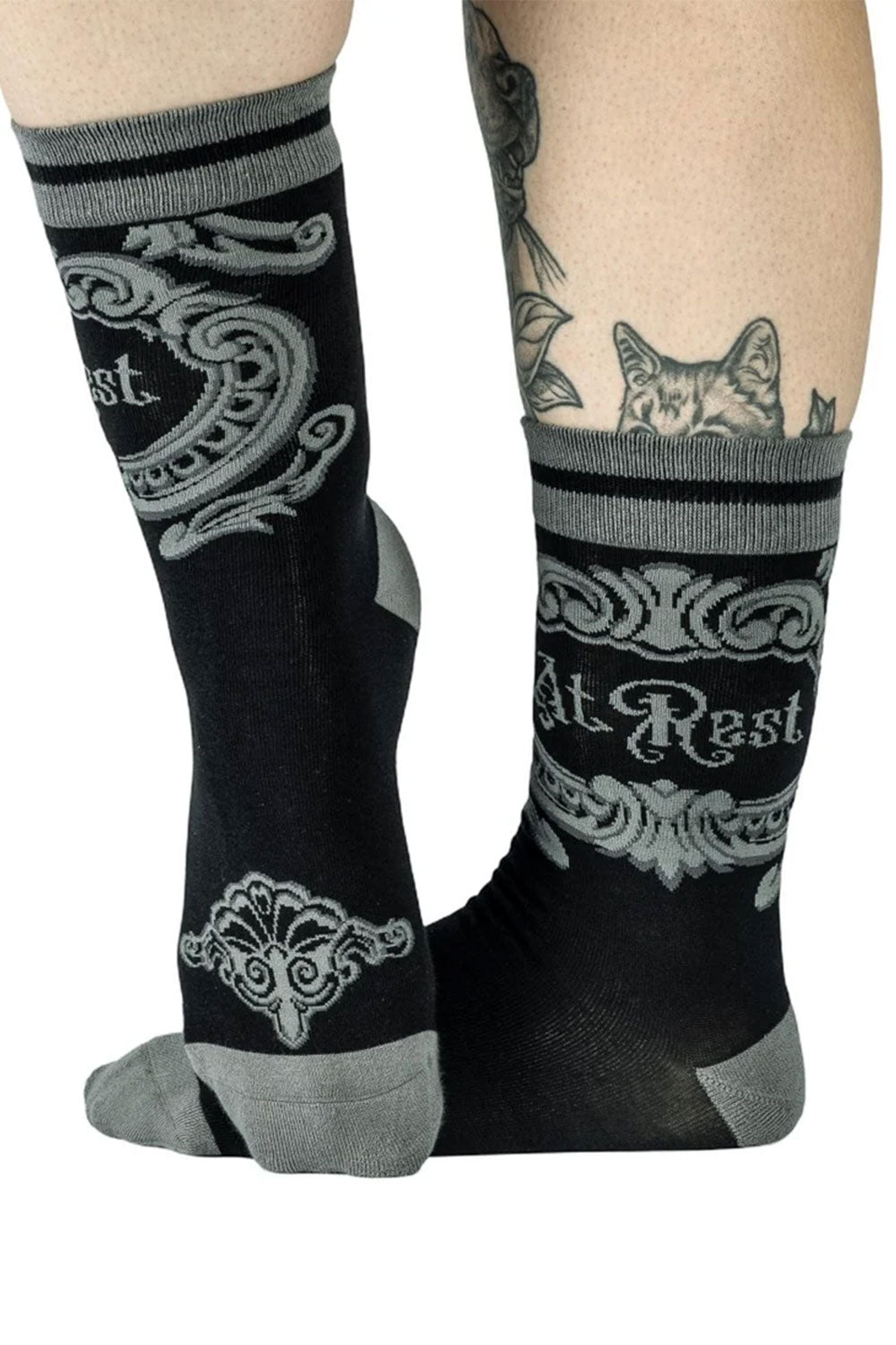 At Rest Coffin Plaque Crew Socks from foothclothes