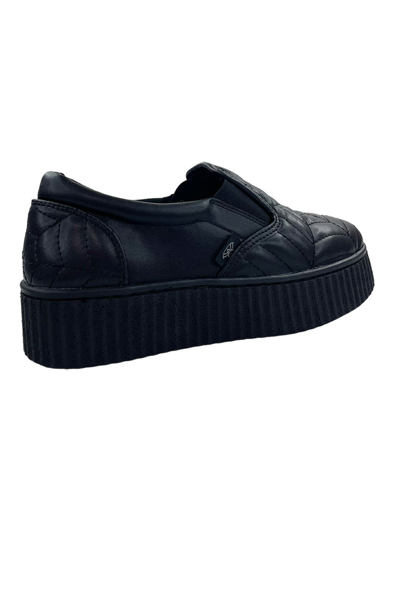 black vegan leather gothic platform sneakers