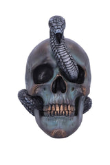human skull figurine with snake 