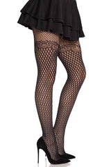 ribbon bow lace fishnet tights
