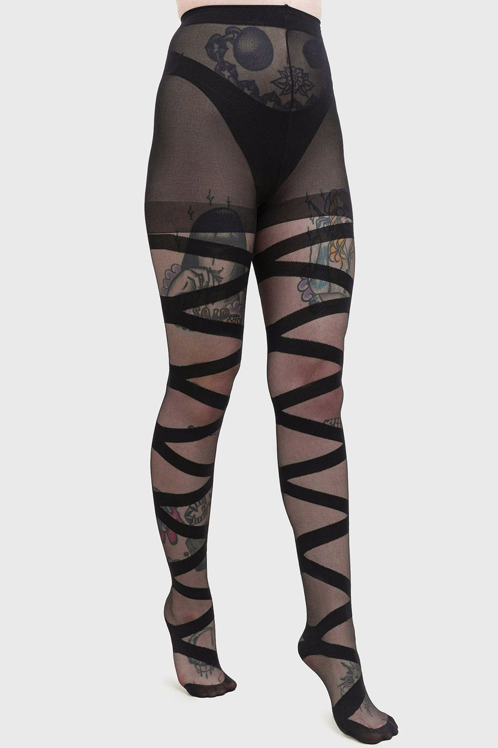 gothic opaque mesh tights