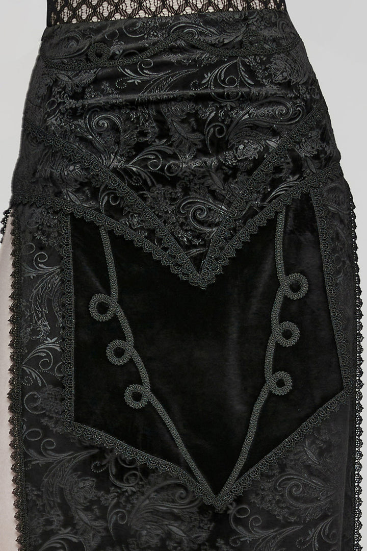 vampire goth velvet damask skirt