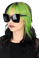 large gothic cateye black oversized sunglasses