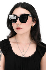black oversized rockabilly cateye sunglasses