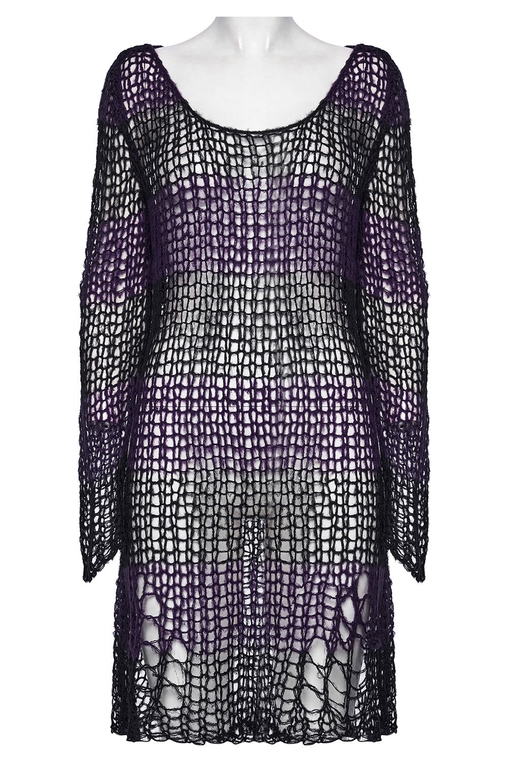 punk goth purple black striped knitted long sweater