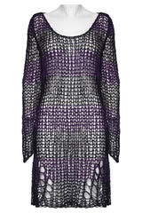 punk goth purple black striped knitted long sweater