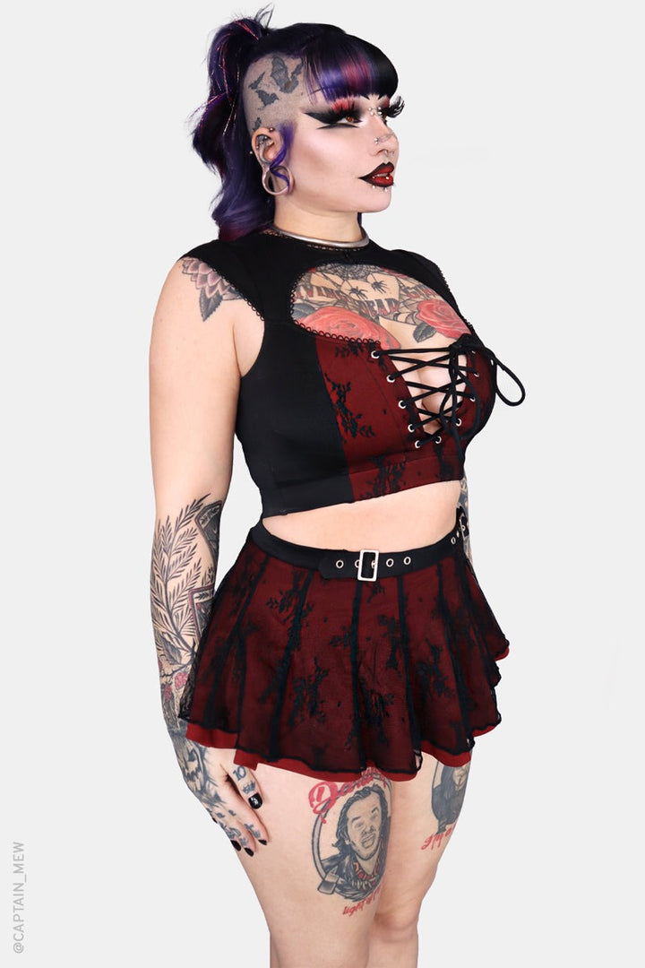 gothic swim skirt with attached bikini bottoms