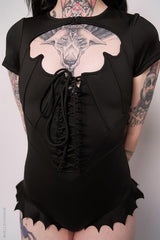 womens black rockabilly one piece bathing suit with sleeves 