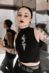 gothic cropped mock neck turtleneck top 