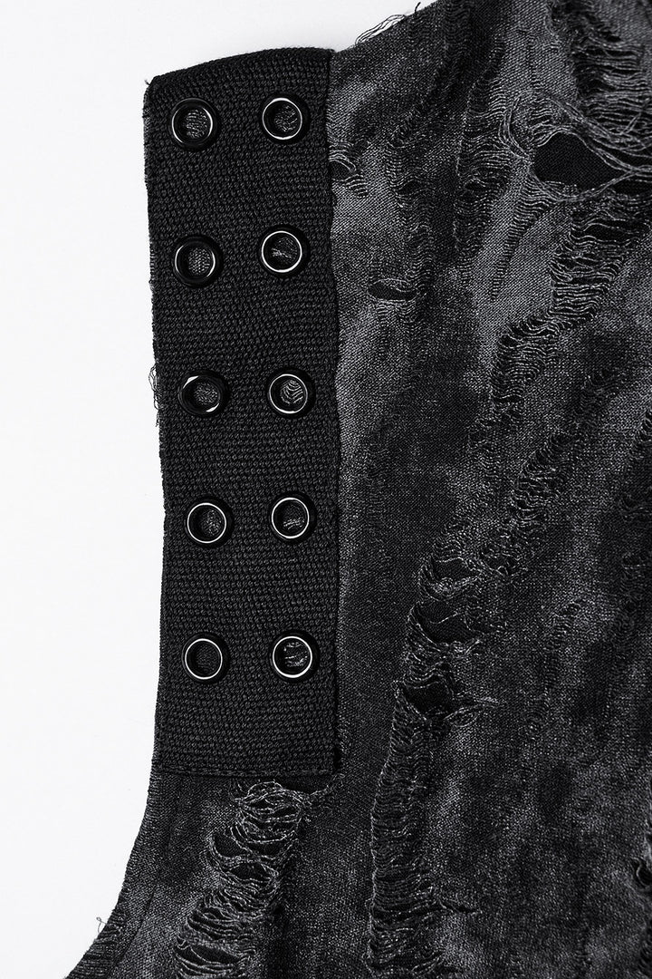 mens punk eyelet sleeveless shirt