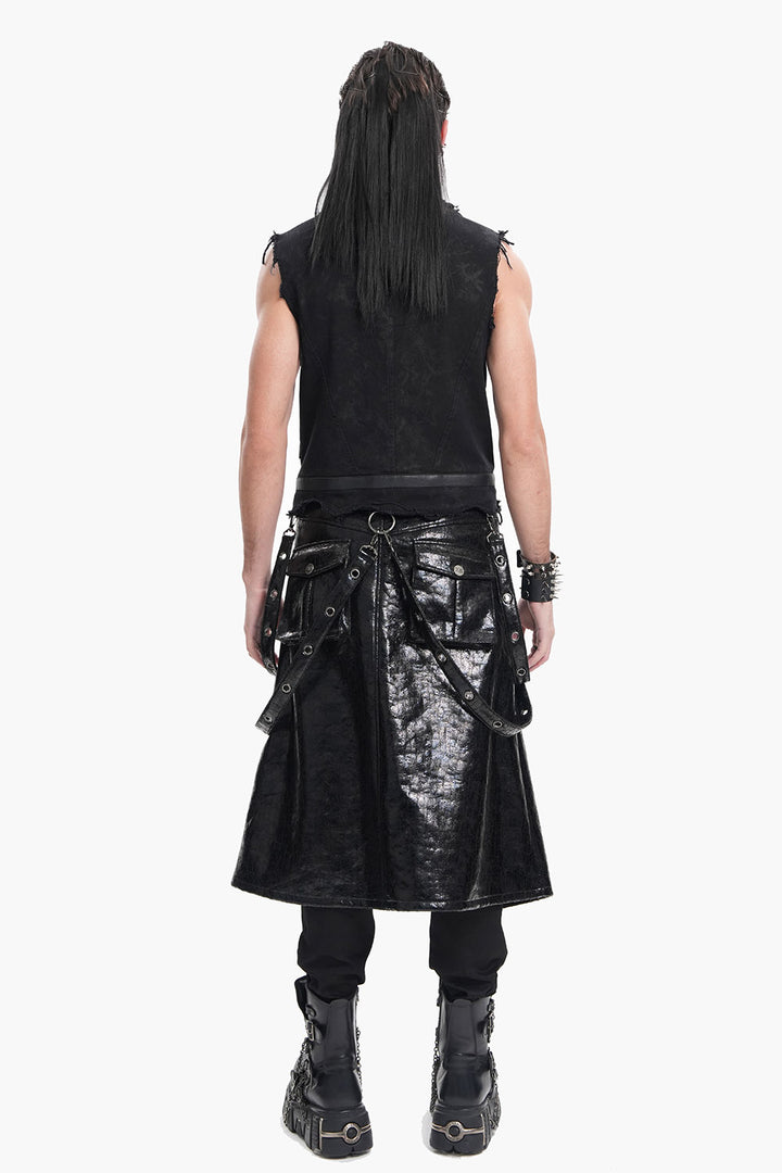 mens black distressed buckled apocalyptic vest 