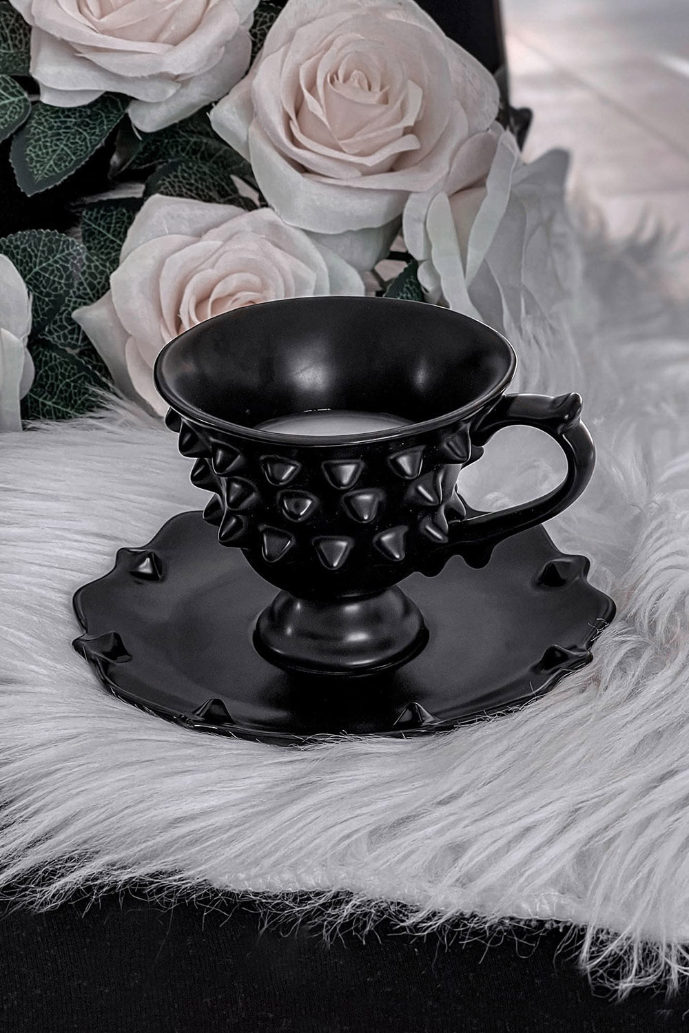 black gothic tea cup and saucer by killstar