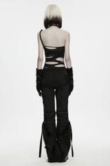 Punk Rave womens alternative dark-fashion top featuring cutout details and chain accents