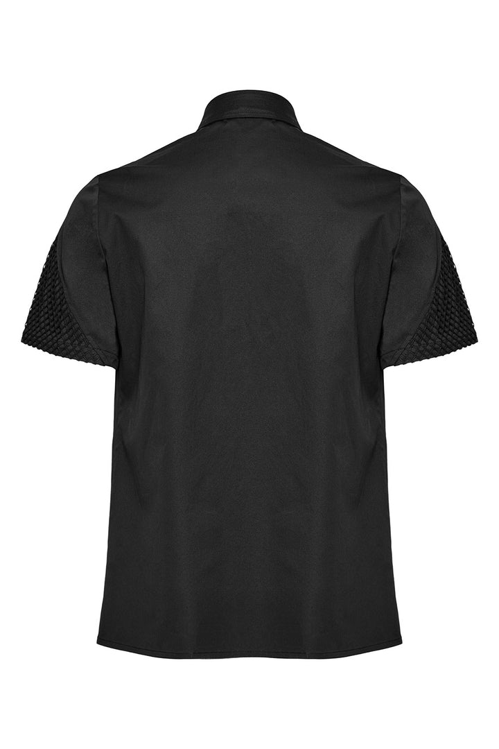 mens black fishnet emo shirt