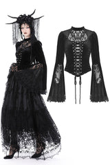 womens high collar velvet blouse