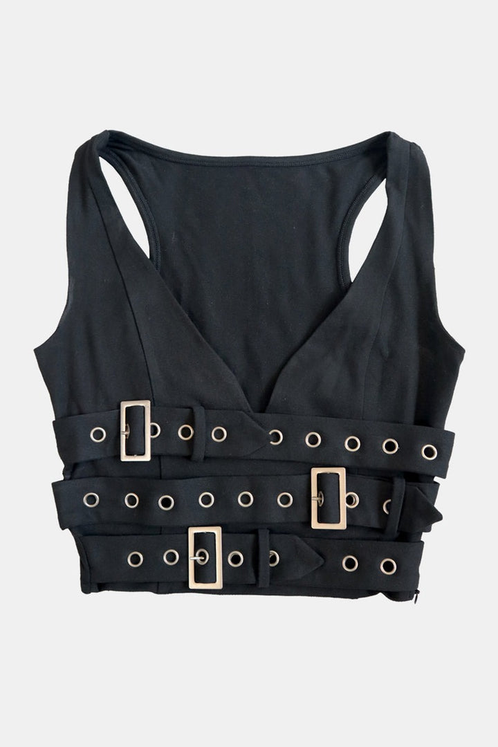 v-neck emo crop top