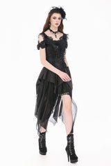 Cold shoulder womens gothic lace top