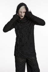Punk Rave Men's Gothic Ripped Hooded Top