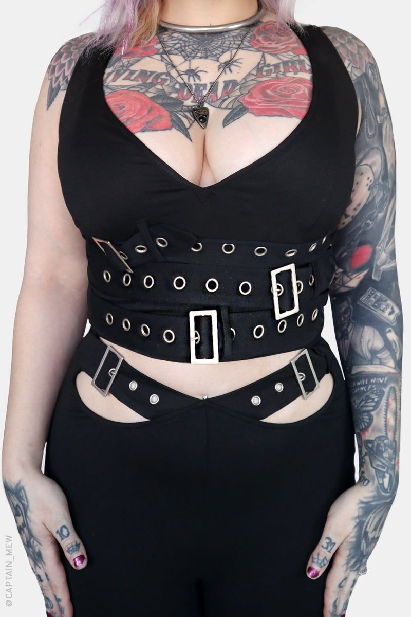 goth grunge v-neck crop top