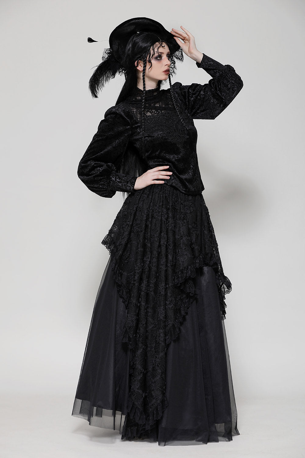 Womensw gothic balloon sleeve turtleneck top 