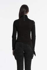 womens gothic shredded distressed turtleneck blouse 