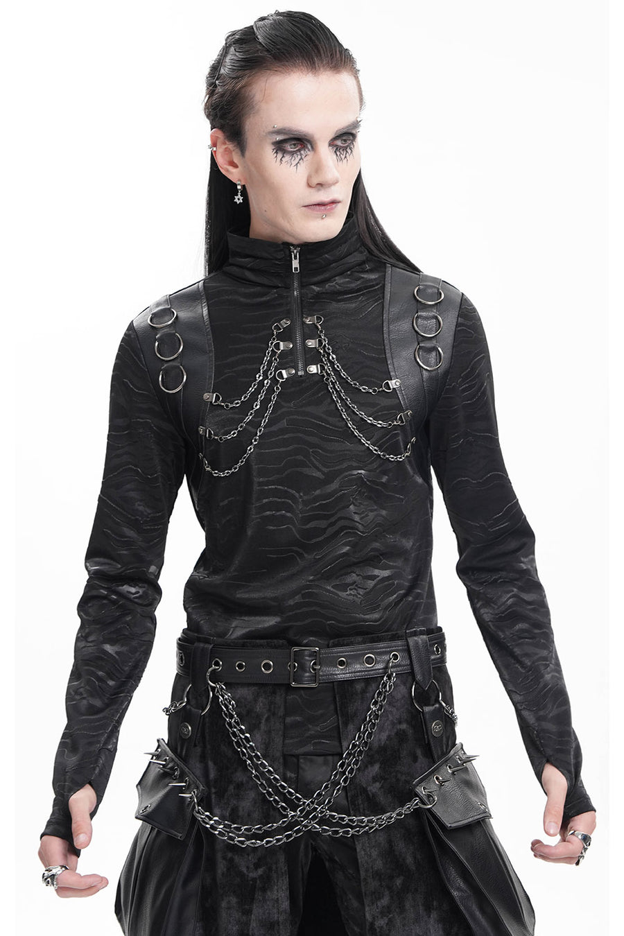 mens long sleeve goth turtleneck top