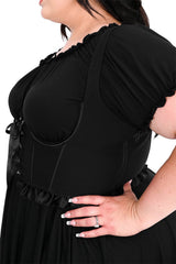gothic lolita satin lace-up under bust corset 