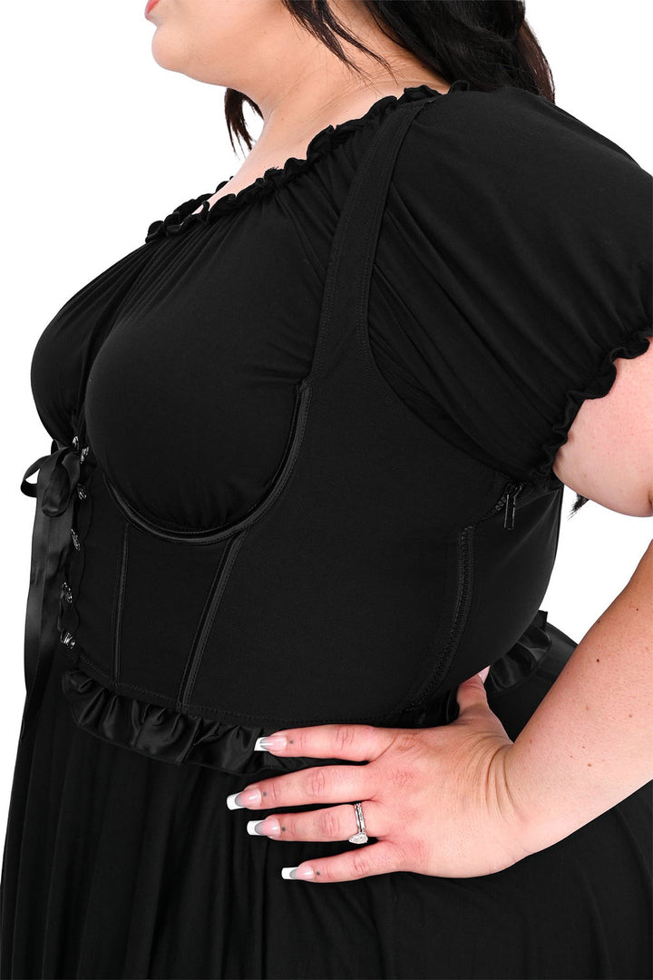 gothic lolita satin lace-up under bust corset 