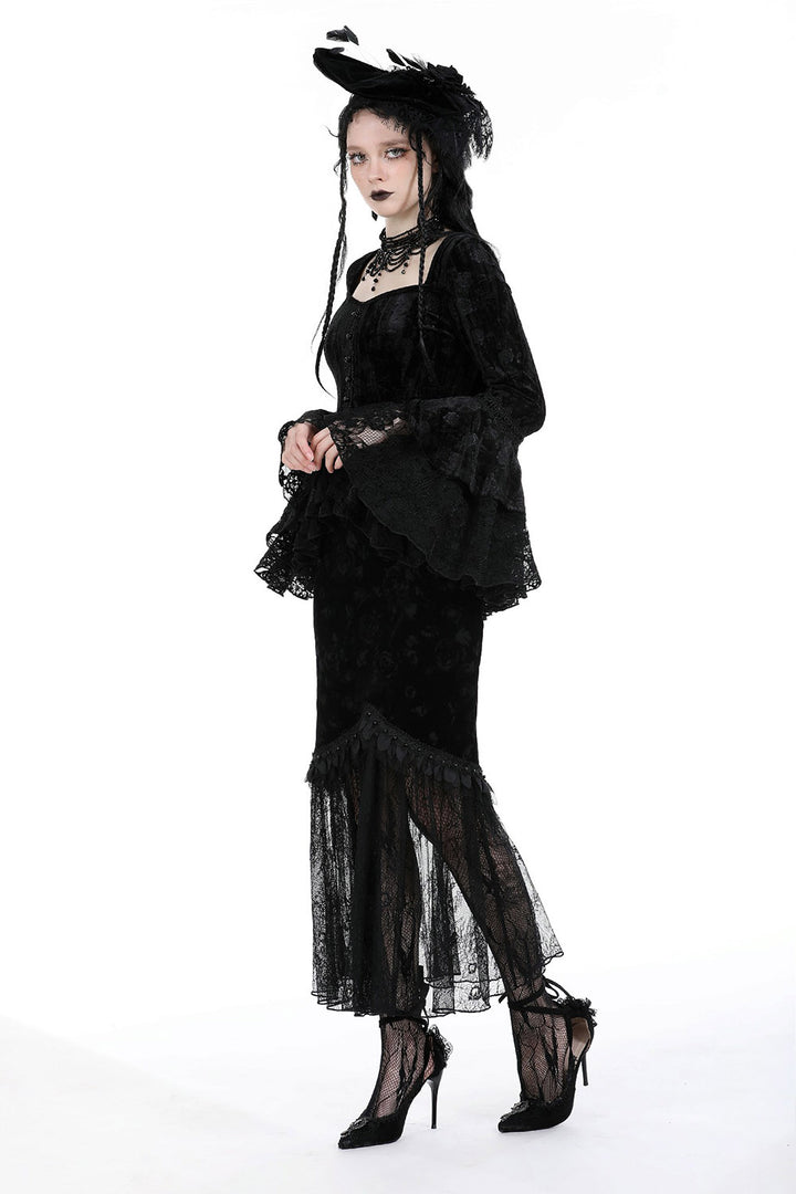 Edwardian goth midi skirt